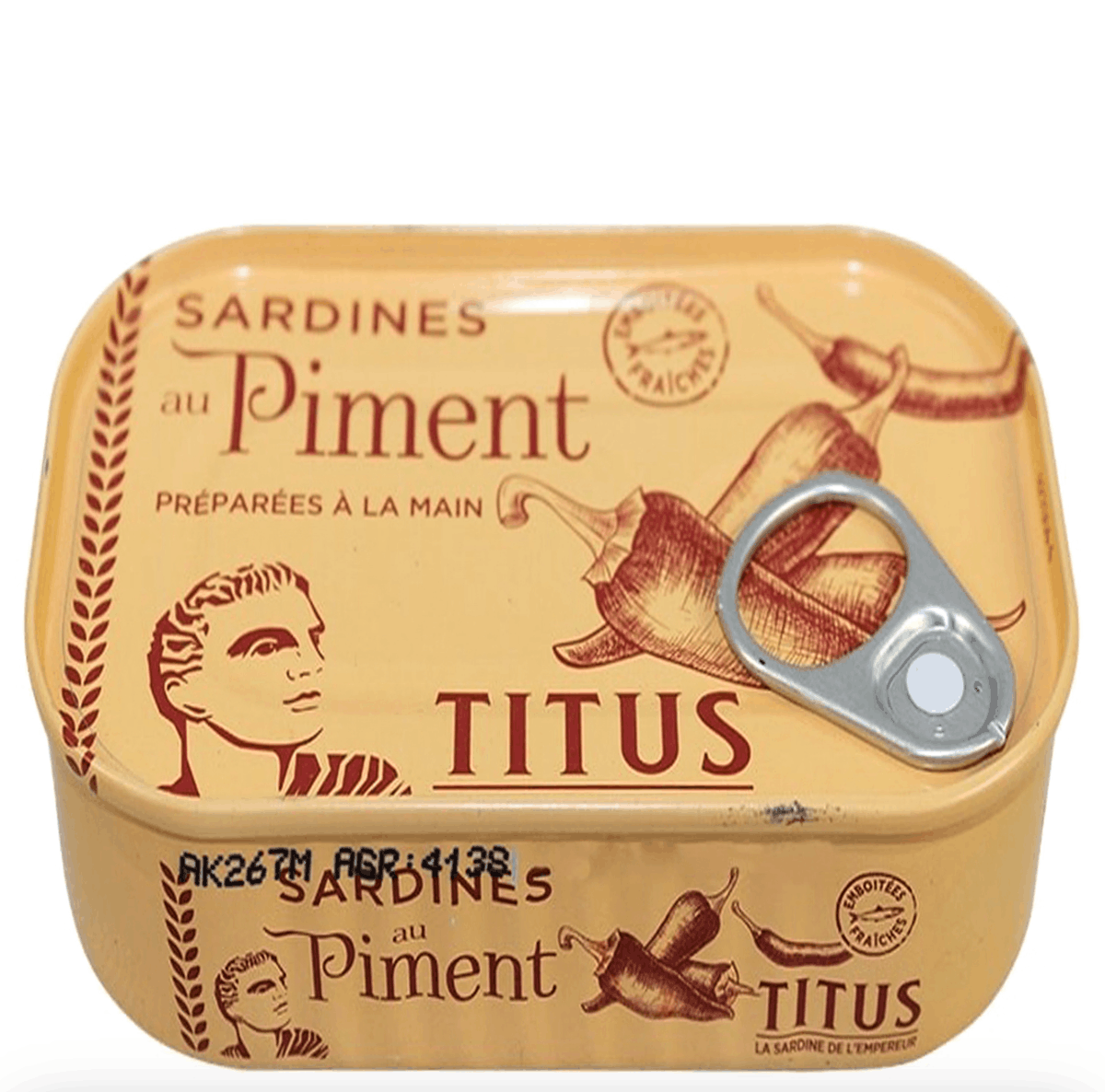 Titus Sardines Piment 125G combine tender sardines with a spicy chili sauce for bold flavor in quick meals and snacks.