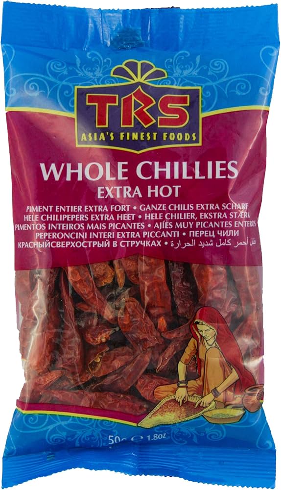 Whole dried red chillies for authentic heat and flavor.